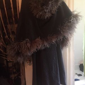 Cape and skirt with ostrich feathers